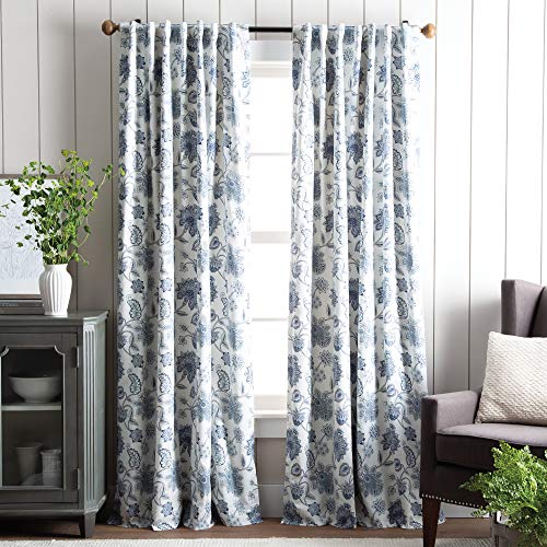 Martha Stewart Jakarta Blackout Rod Pocket/back Tab Window Curtain Panel Pair, 84", Indigo