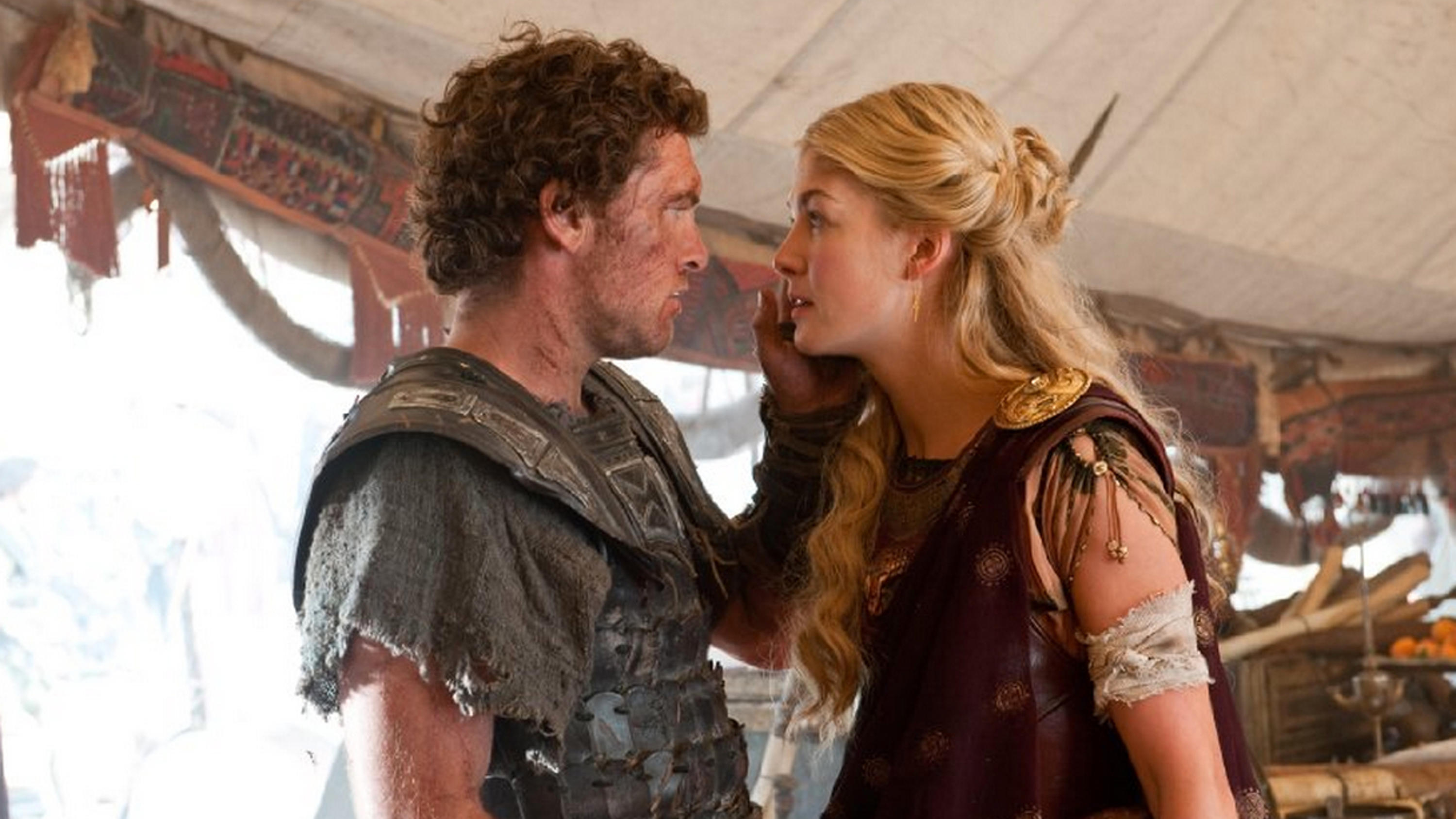 Perseus (Sam Worthington) and Andromeda (Rosamund Pike) together in a tent in a scene from "Wrath of the Titans"