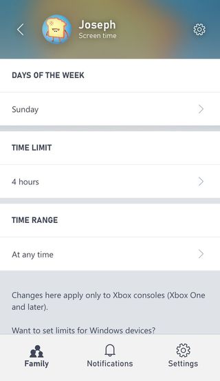 Xbox Family Settings Days Of The Week