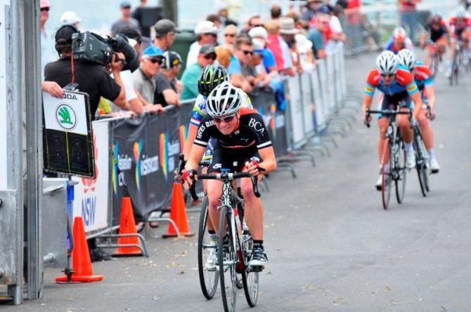 A Bates Bikes rider goes on the attack in the women's race