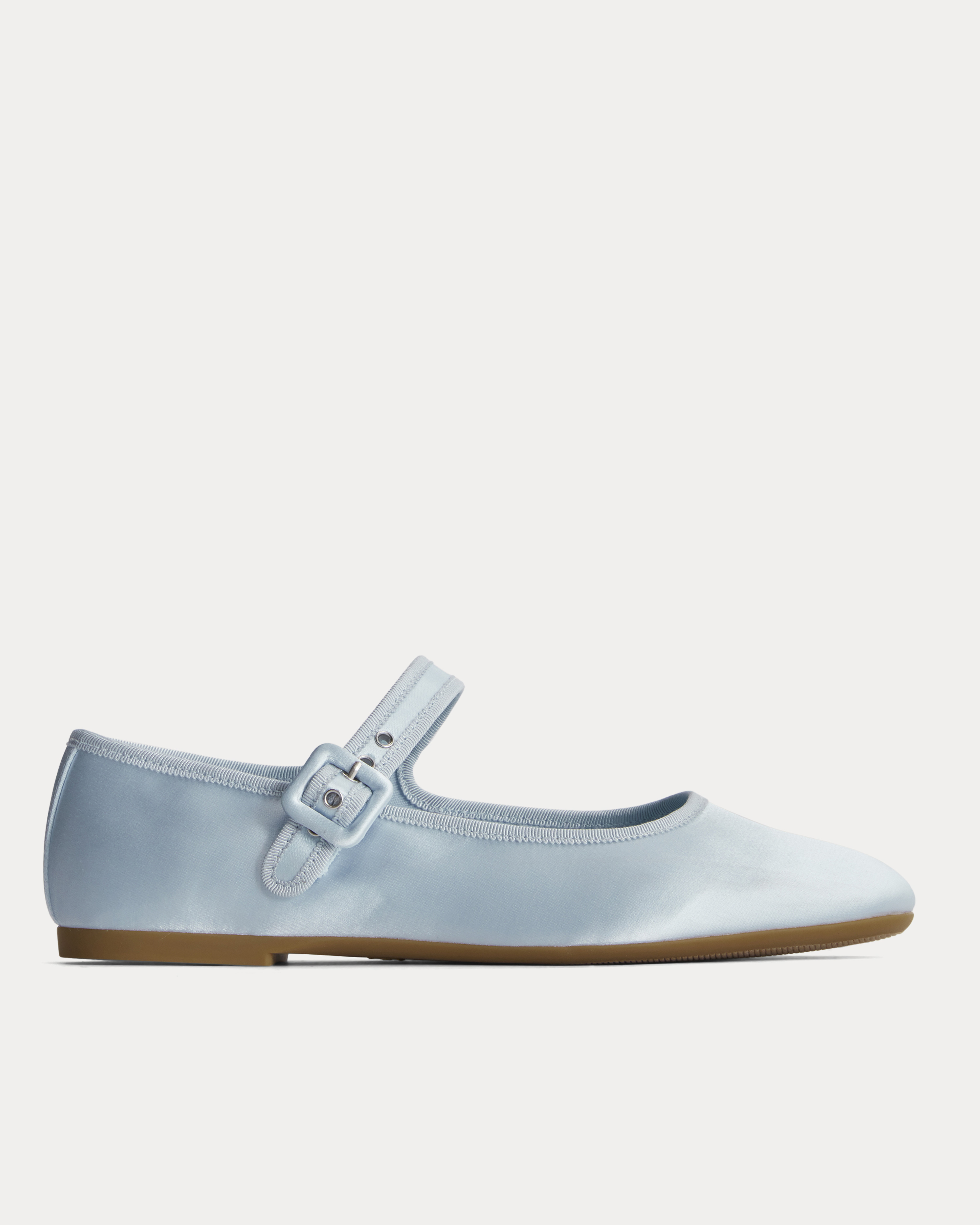 Blue satin mary jane flats