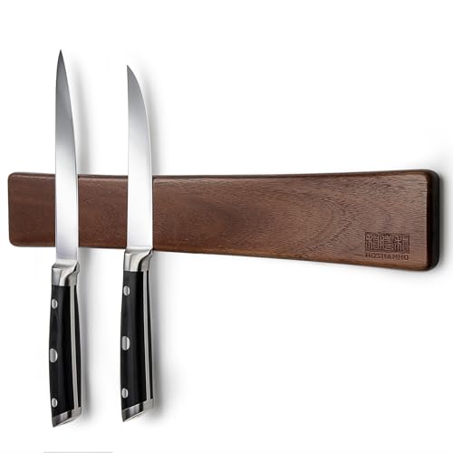 Hoshanho Magnetic Knife Strips, Magnetic Knife Holder for Wall 16 Inch, Acacia Wood Knife Magnetic Strip Use as Knife Bar, Knife Holder for Kitchen Utensil Organizer