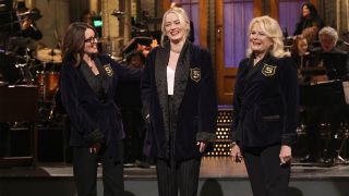 Emma Stone getting her Five-Timers Club jacket on Saturday Night Live