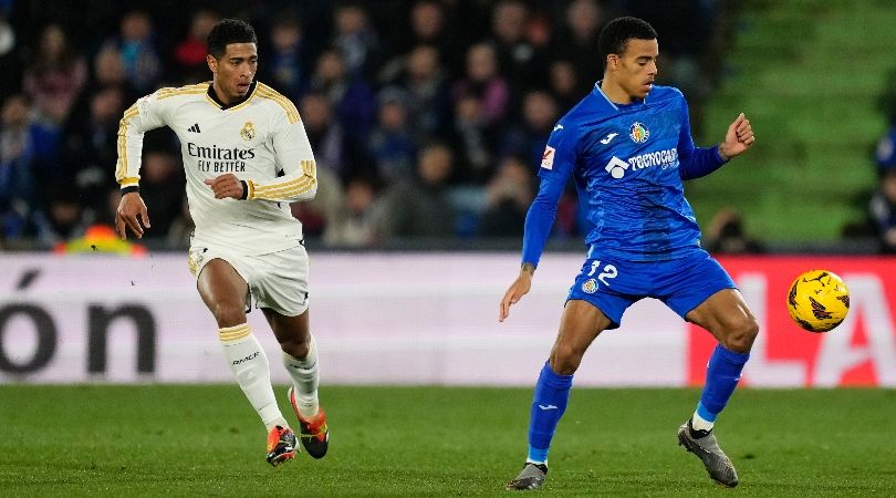 Jude Bellingham and Mason Greenwood during Real Madrid vs Getafe in LaLiga in February 2024.