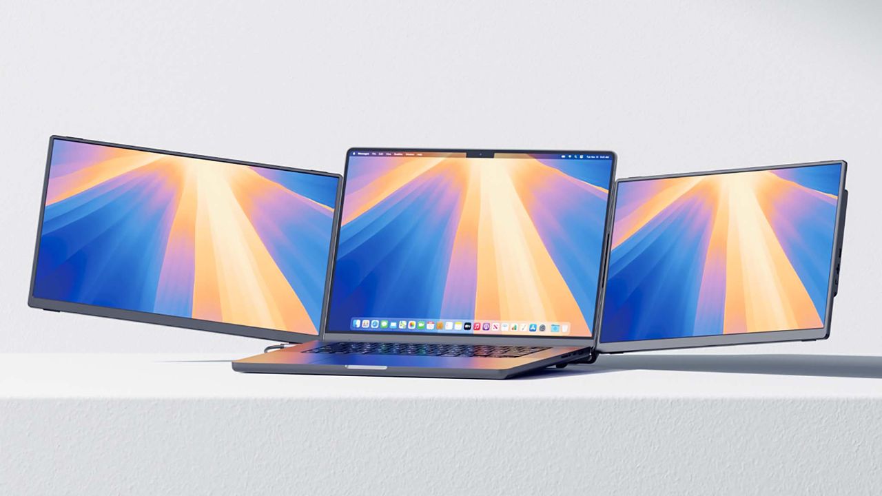 JSAUX FlipGo Horizon with both monitors in landscape orientation.
