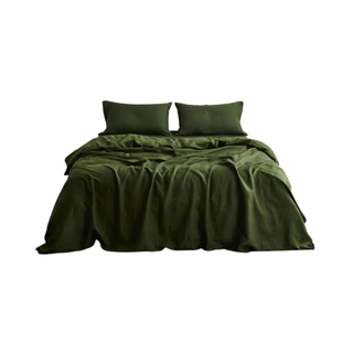 green olive linen bedding sets