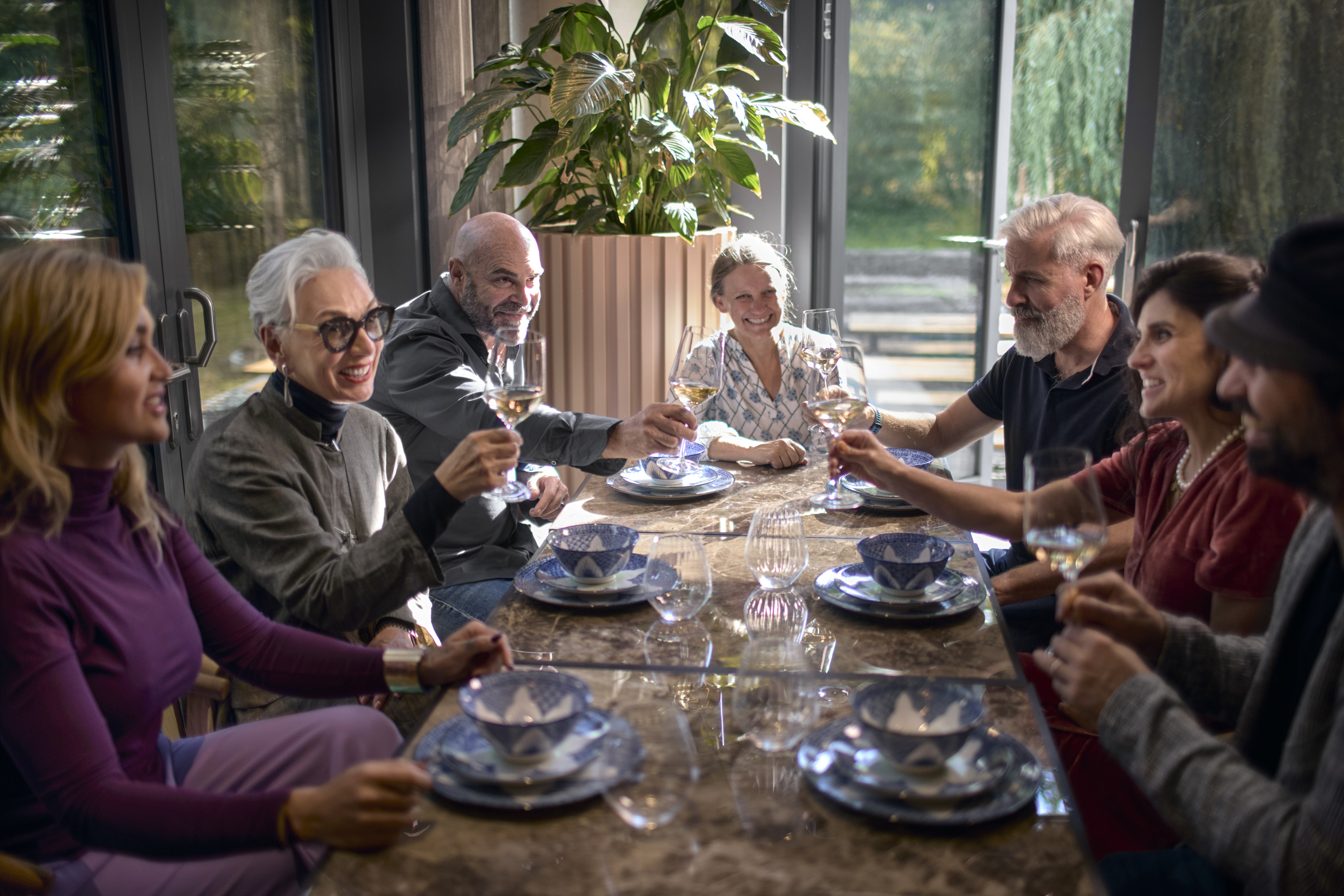 Older adults out to dinner