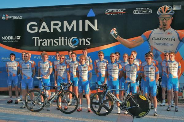 The full Garmin - Transitions team poses for a photo.