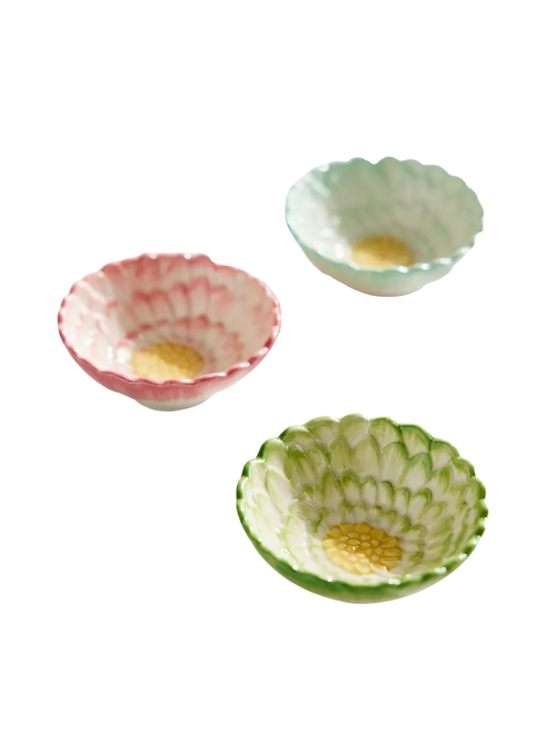 Painted Flower Pinch Bowls, Set of 3