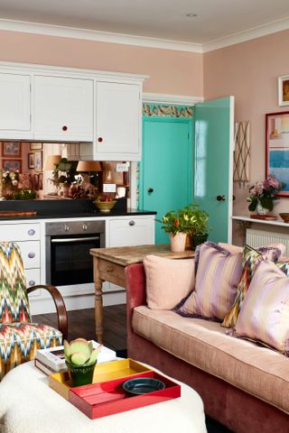 Small two bedroom London apartment with colorful vintage decor