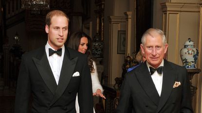 Prince William and King Charles attend the after-party of the 2011 nuptials of Prince William and Kate Middleton