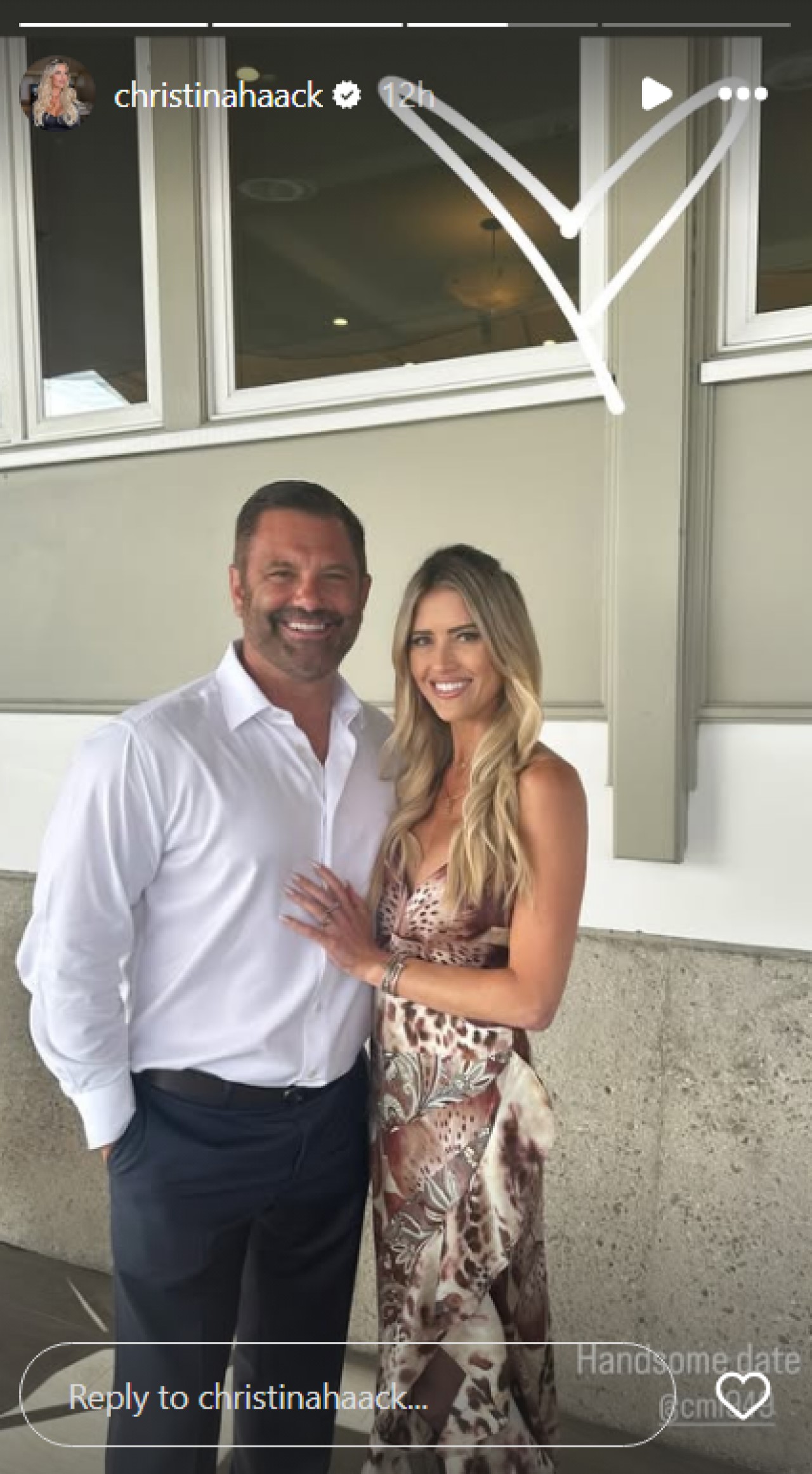 Christina Hall posts photos celebrating her relationshp with Chris Larocca on Instagram Stories.