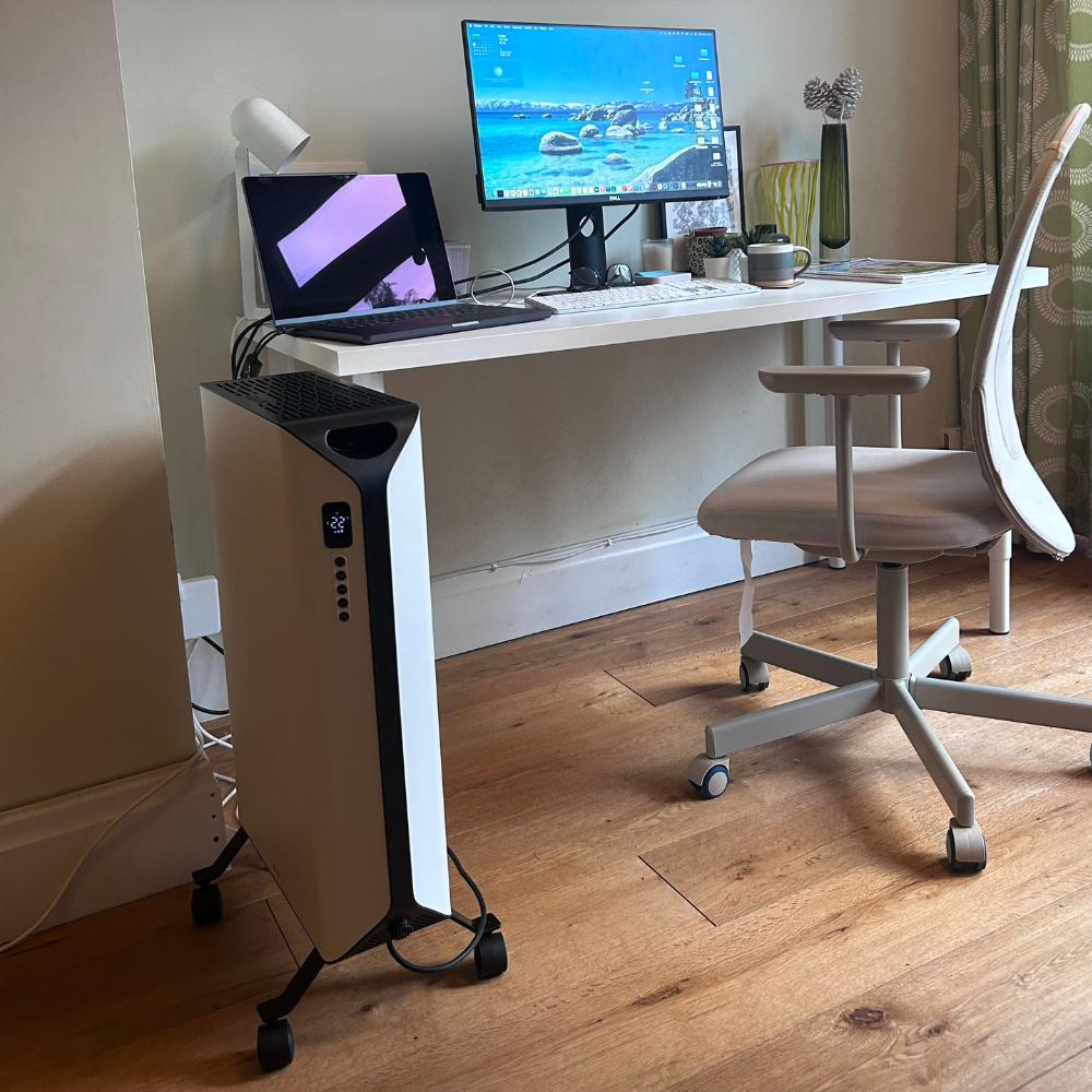 portable heater in home office