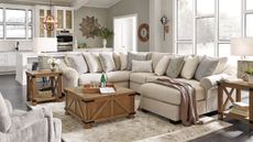 Cream colored Carnaby 4 Piece Sectional with Chaise reduced for Black Friday