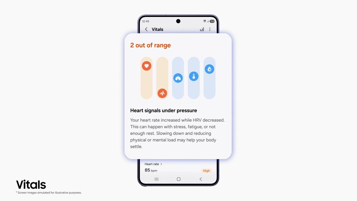 Vitals will serve as an enhancement of the Samsung Health app's Energy Score, monitoring five crucial health metrics to provide clear, understandable data about your heart, blood oxygen, and more.