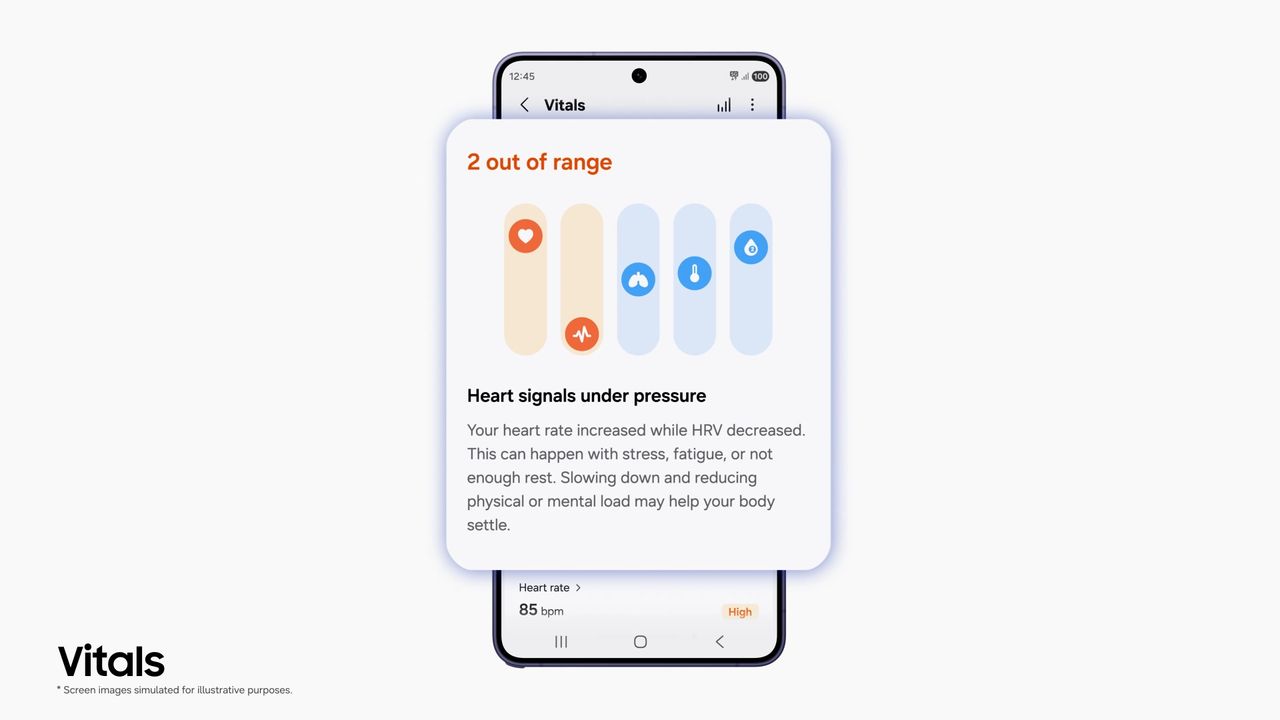 Vitals will serve as an enhancement of the Samsung Health app's Energy Score, monitoring five crucial health metrics to provide clear, understandable data about your heart, blood oxygen, and more.