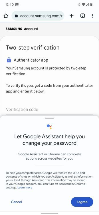 Google Assistant password auto-updater on Chrome