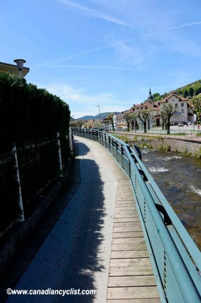 The first part of the La Bresse World Cup course follows the river out of town