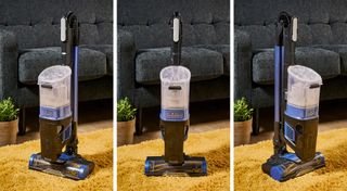 Three views of the Shark Anti Hair Wrap Cordless Vacuum