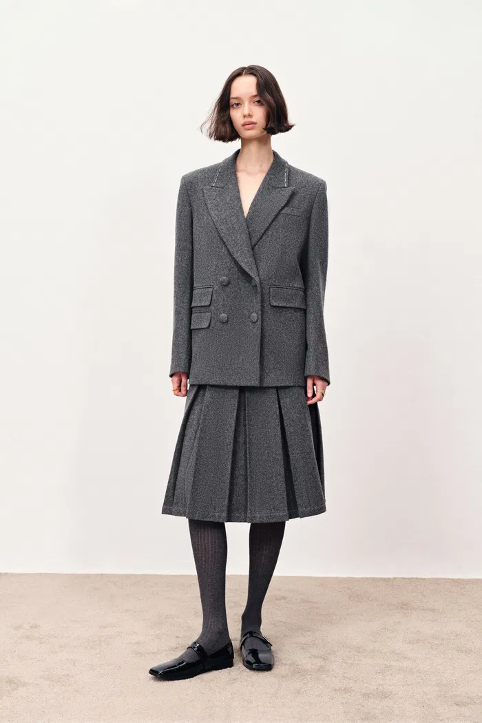 Fabrique , Ava Hand Embroidered Pleated Skirt