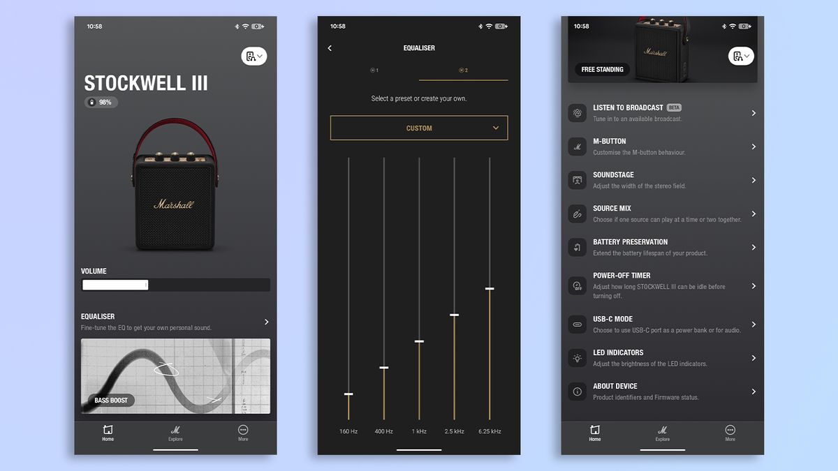 Marshall Bluetooth app screenshots