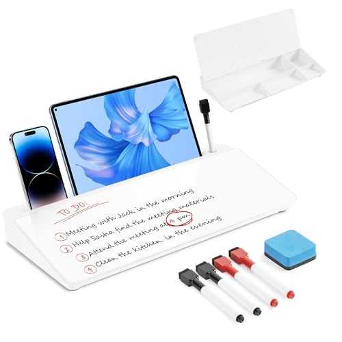 Glass Desktop Whiteboard With Storage