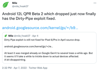Android 12 QPR3 Beta 2 Exploit Patch