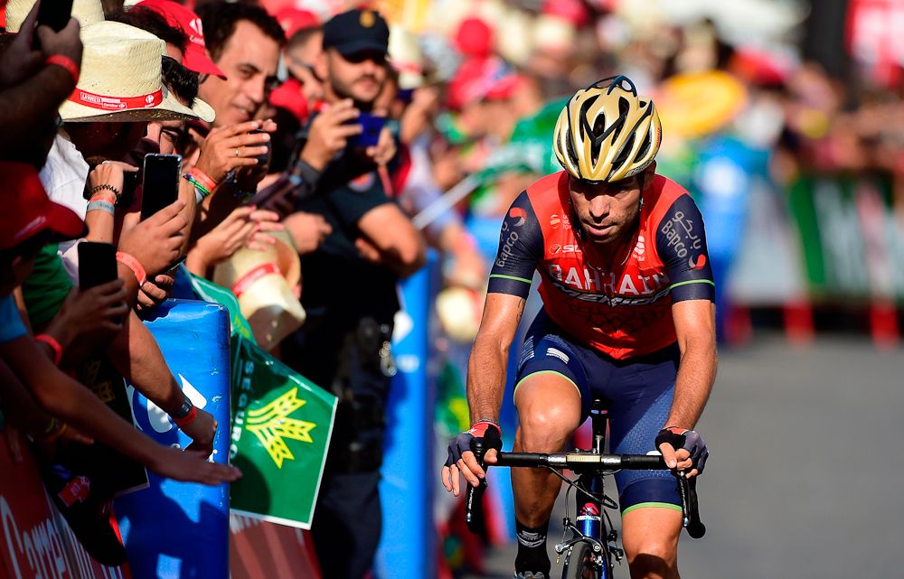 Giovanni Visconti near the finish of stage 18 at the Vuelta