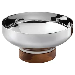 Robert Welch Limbrey Stainless Steel Bowl With Walnut Wood Base, 12.5cm