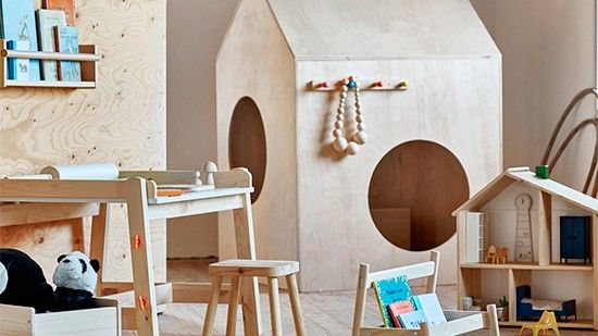 wooden room and children furniture from ikea