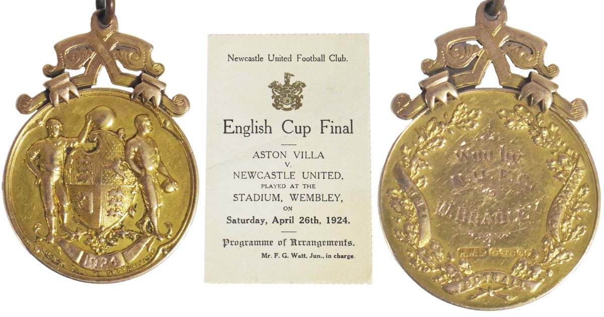 Willam Bradley's FA Cup winning medal for Newcastle United with the match programme
