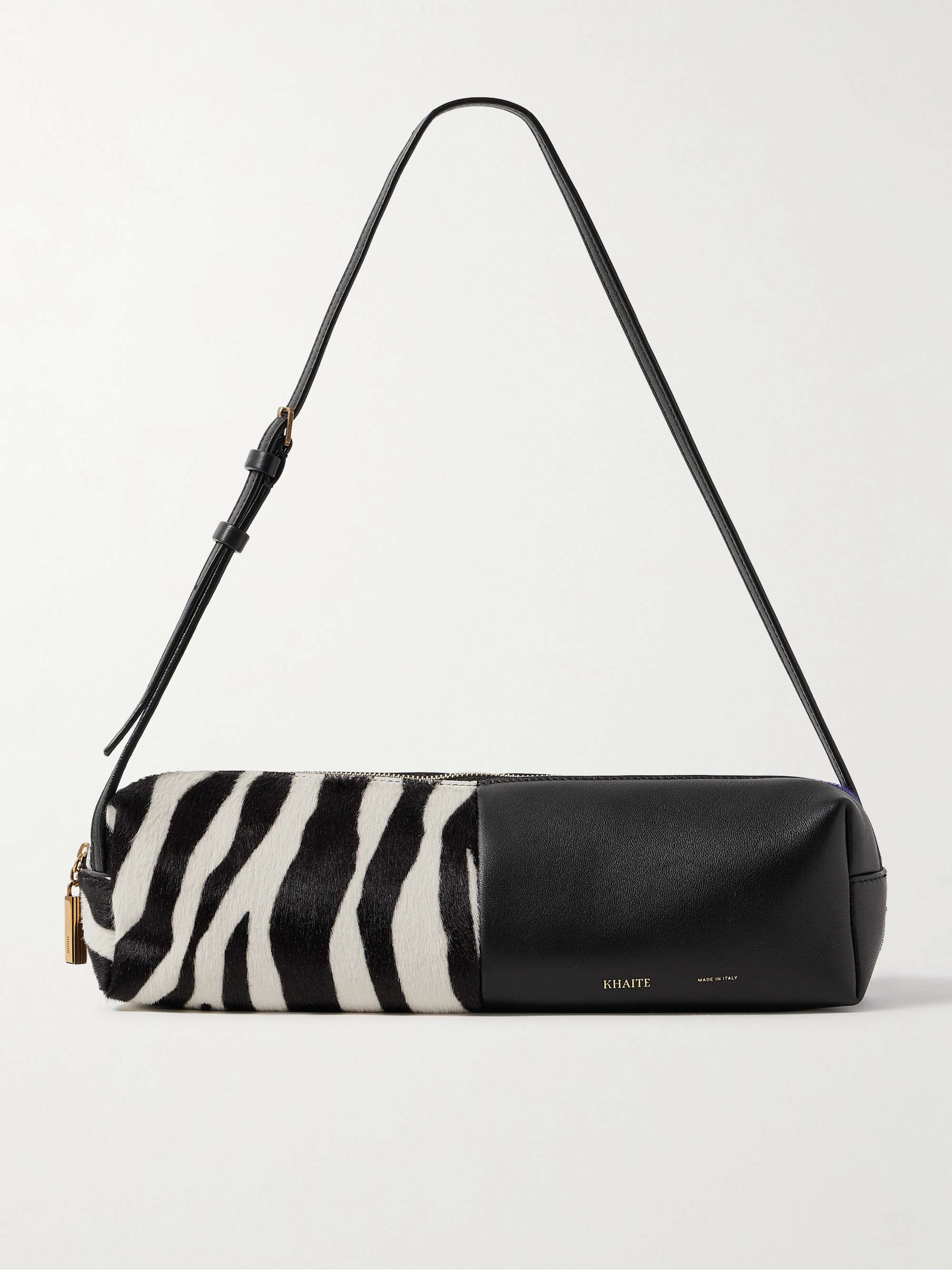 Kye Zebra-Print Calf Hair and Leather Shoulder Bag