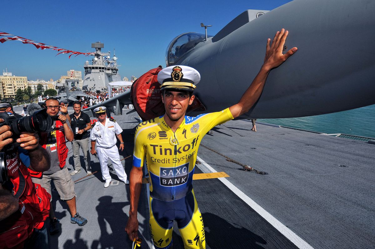 Alberto Contador trying out a new look