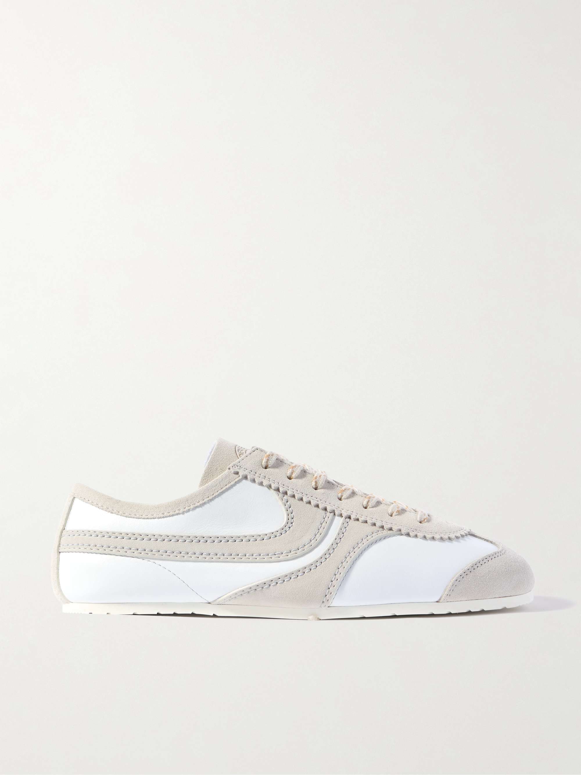DRIES VAN NOTEN Suede-Trimmed Leather Sneakers