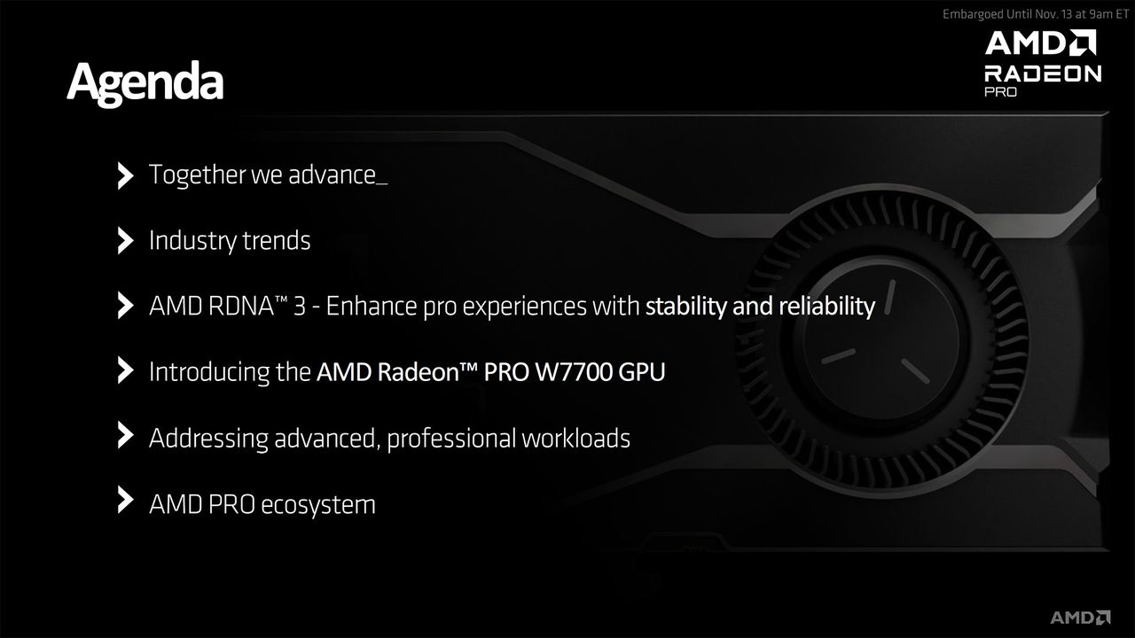 AMD Radeon Pro W7700 Slide Deck