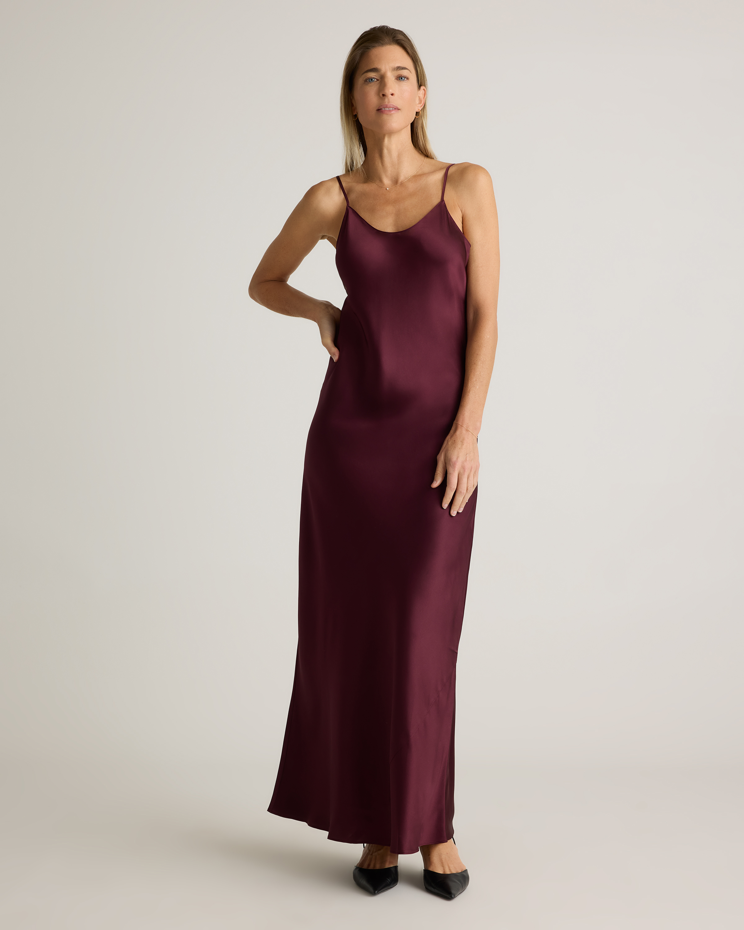 100% washable silk maxi slip dress