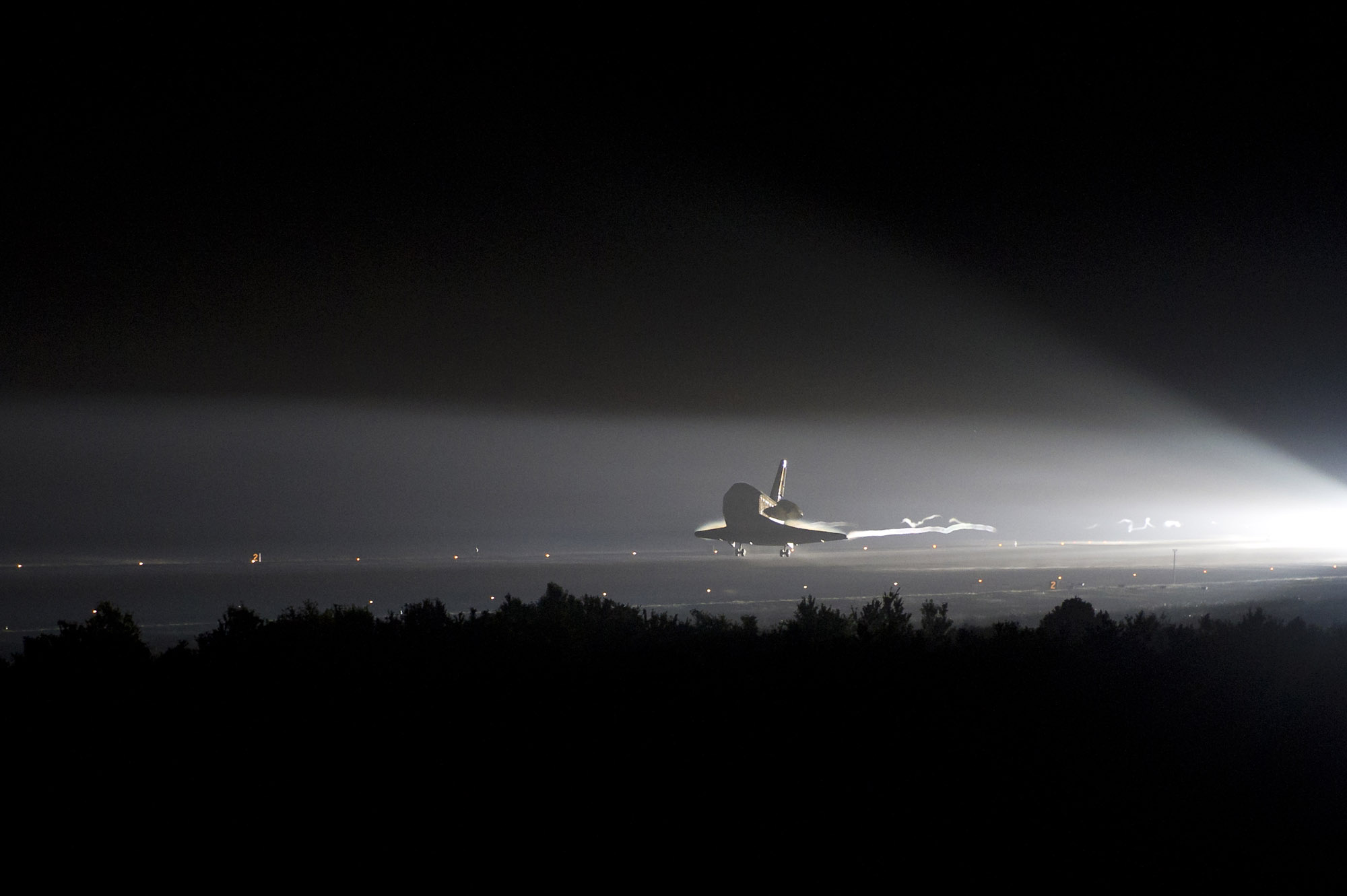 Space shuttle Endeavour makes its final landing at the Kennedy Space Center&#039;s Shuttle Landing Facility, completing a 16-day mission to the International Space Station on June 1, 2011. The shuttle&#039;s STS-134 mission was its final flight before being retired