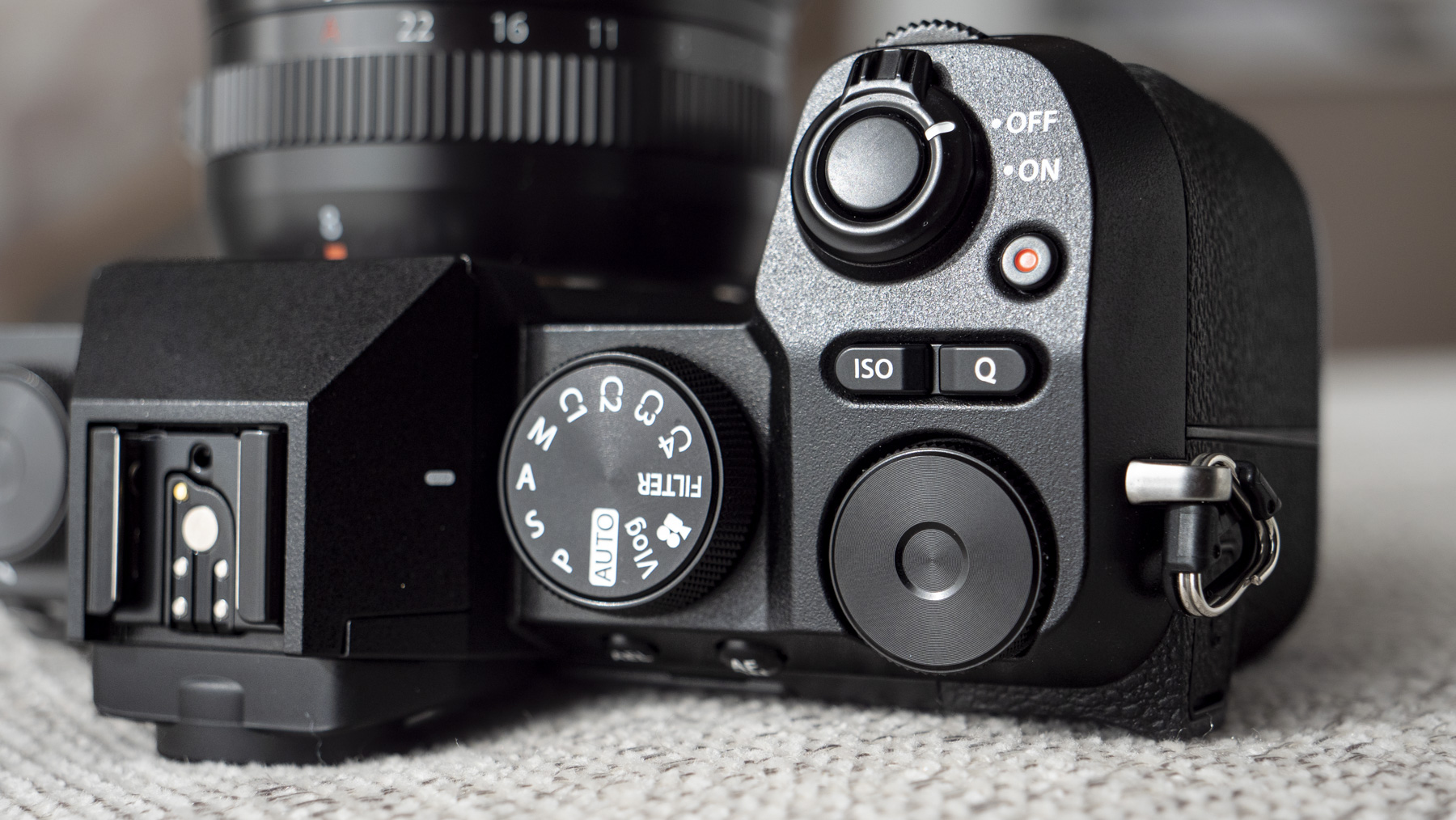 Fujifilm X-S20 camera closeup of shooting mode dial