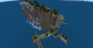Minecraft seeds - A village at the base of an icy island tower