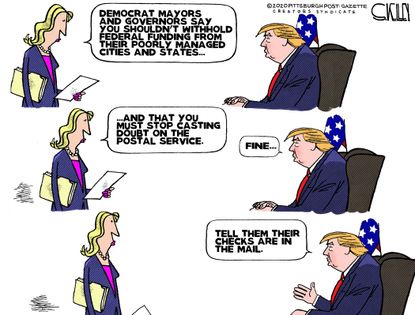 Political Cartoon U.S. Trump Democrats USPS