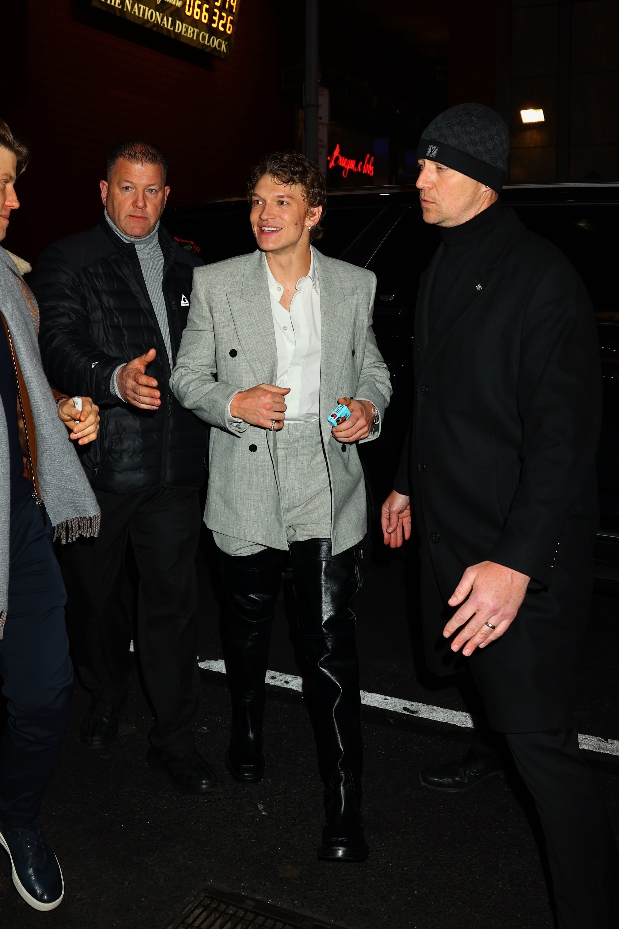 Connor Storrie and Hudson Williams's Matching Leather Outfits Destroy the Competition at the 'SNL' After-Party