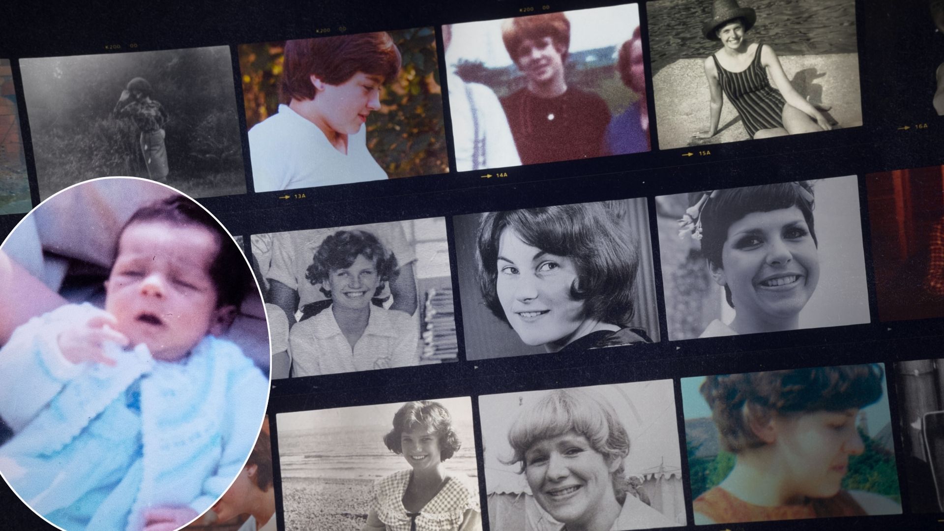 Marion McMillan, Julia Macklin, Ann Keen, Judy Baker. MIDDLE: Marion with her son, Joan Chambers, Marion McMillan, Judy Baker. BOTTOM: Julia, Joan, Ann, Judy, and Marion's baby boy