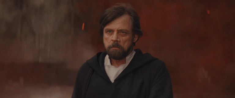 Luke Skywalker brushes shoulder Star Wars: The Last Jedi