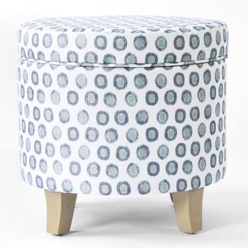 Round Storage Ottoman (Small Green Medallion Ikat)