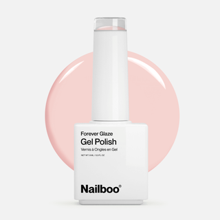 white bottle of Nailboo Nail-Flex & Chill Gel in front of a product swatch on a white background