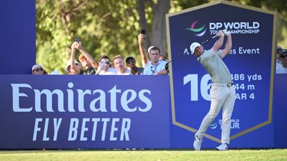 Rory McIlroy takes a shot at the DP World Tour Championship