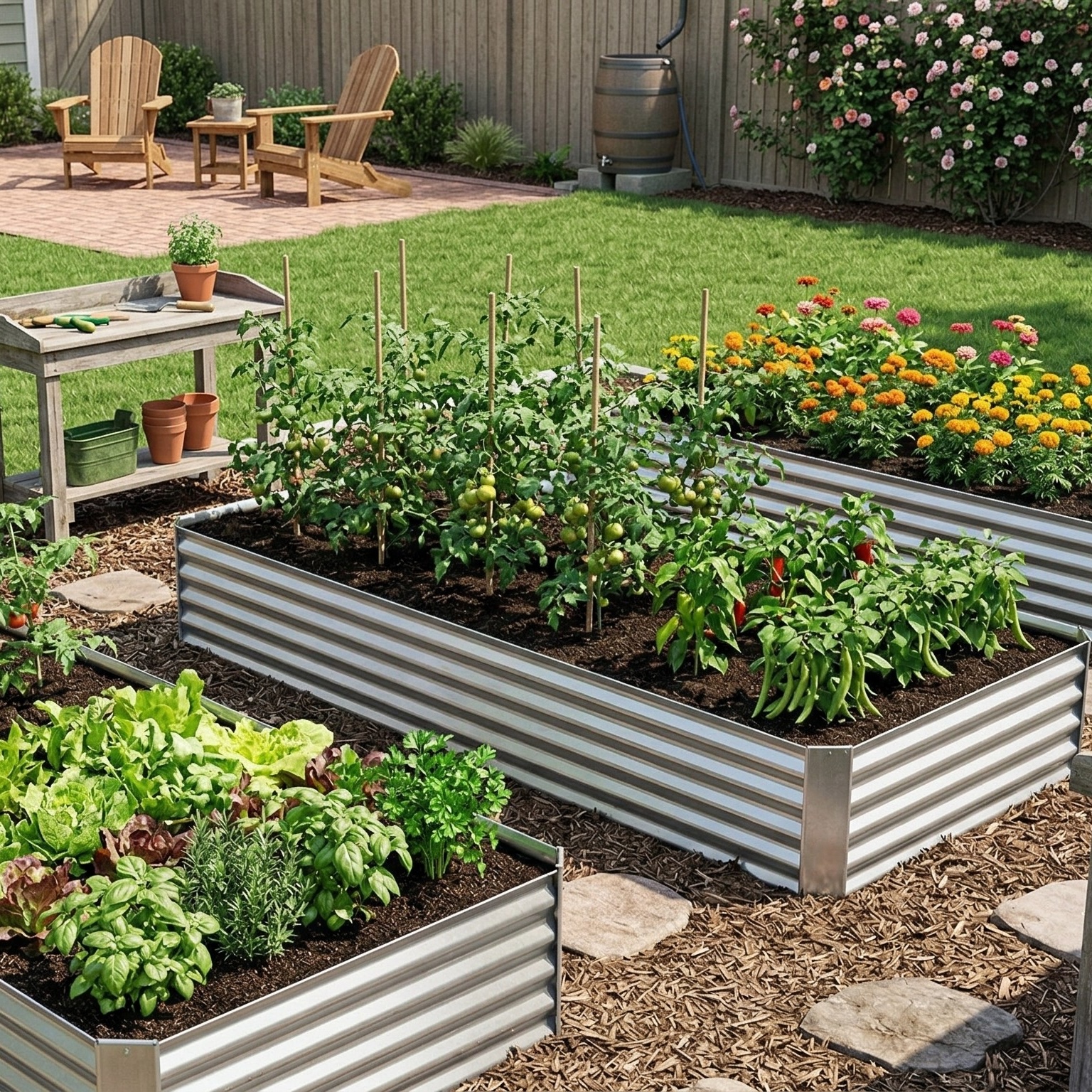 Galvanized steel raised beds