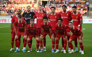 PITTSBURGH, PENNSYLVANIA - JULY 26: The Starting XI of Liverpool pose for a group photo before the pre-season friendly against Real Betis at Acrisure Stadium on July 26, 2024 in Pittsburgh, Pennsylvania. (Photo by Justin Berl/Getty Images)