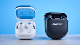 the bose quietcomfort ultra earbuds 2nd gen against the blue tom's guide background