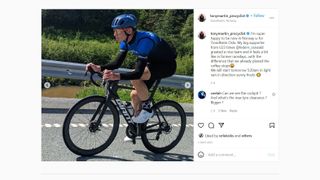 An instagram post of a black aero bike